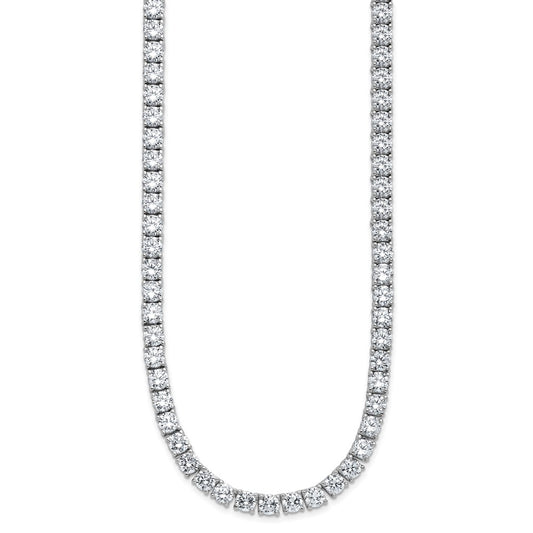 Cheryl M Sterling Silver Rhodium-plated Polished 5.00mm CZ with Safety Clasp Tennis NecklaceQCM1818