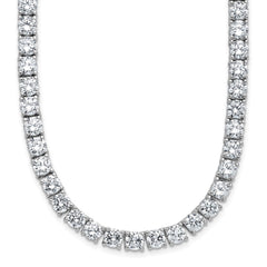 Cheryl M Sterling Silver Rhodium-plated Polished 5.00mm CZ with Safety Clasp Tennis NecklaceQCM1818