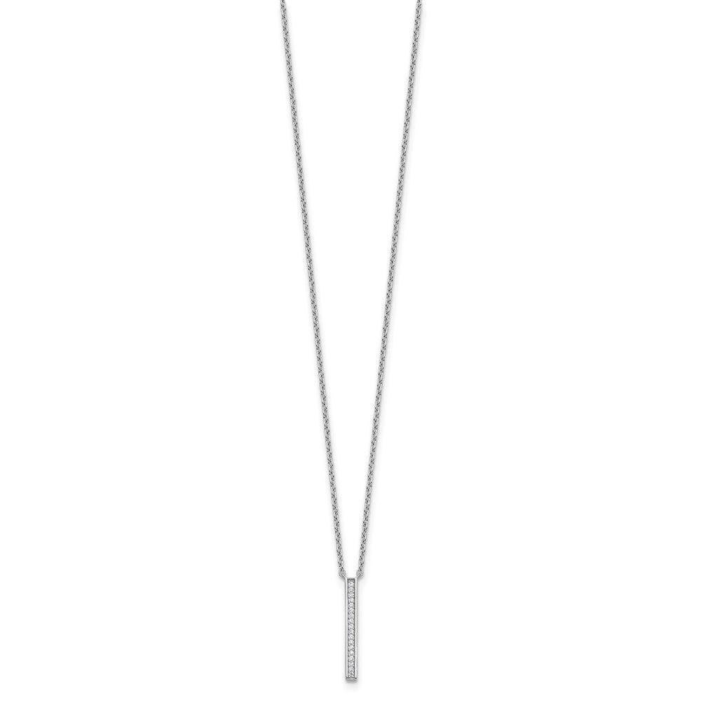 Cheryl M Sterling Silver Rhodium-plated Polished CZ Bar Necklace QCM1819-18