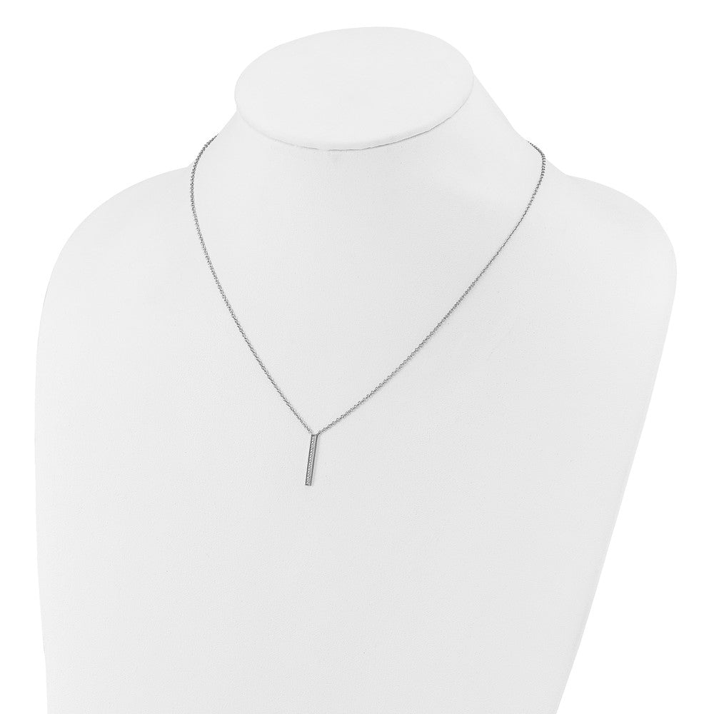 Cheryl M Sterling Silver Rhodium-plated Polished CZ Bar Necklace QCM1819-18