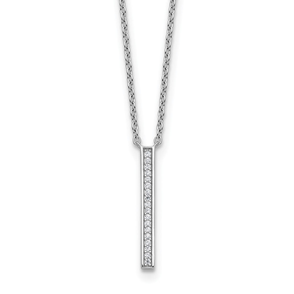 Cheryl M Sterling Silver Rhodium-plated Polished CZ Bar Necklace QCM1819-18