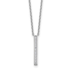 Cheryl M Sterling Silver Rhodium-plated Polished CZ Bar Necklace QCM1819-18
