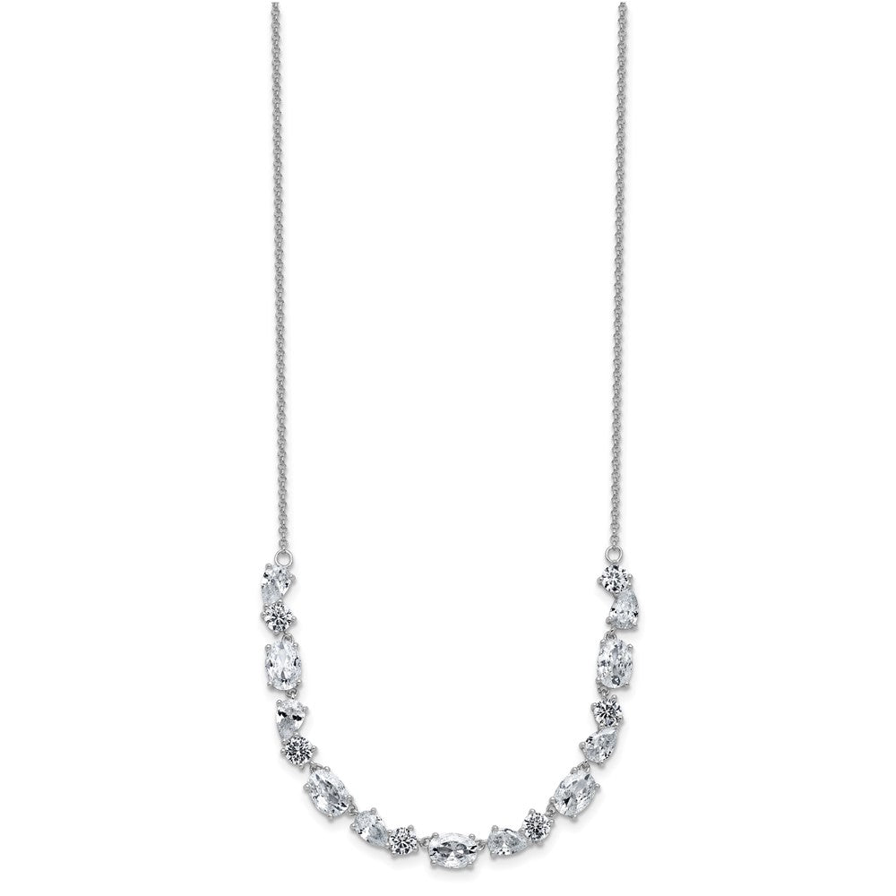 Cheryl M Sterling Silver Rhodium-plated Polished Fancy CZ Necklace QCM1820-18