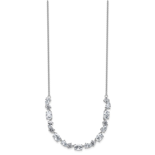 Cheryl M Sterling Silver Rhodium-plated Polished Fancy CZ Necklace QCM1820-18