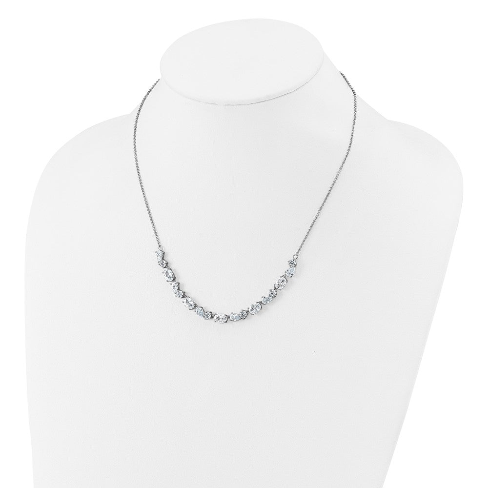 Cheryl M Sterling Silver Rhodium-plated Polished Fancy CZ Necklace QCM1820-18