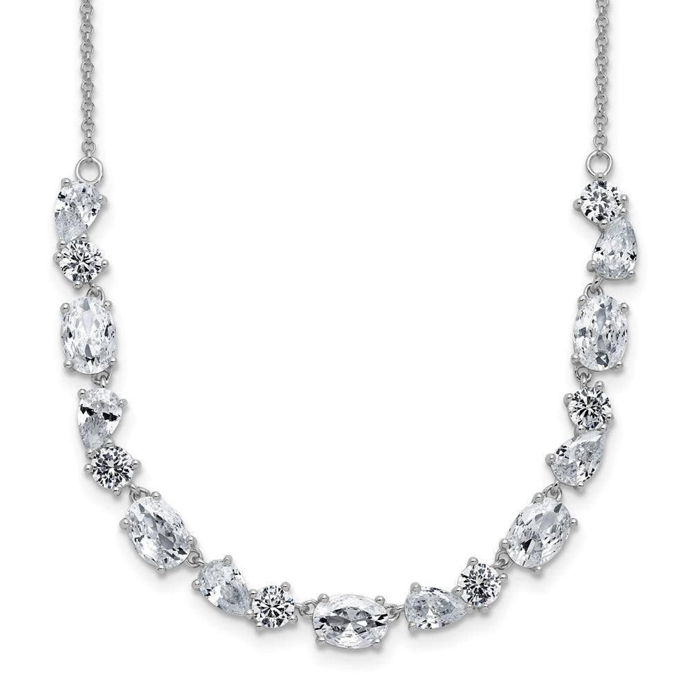 Cheryl M Sterling Silver Rhodium-plated Polished Fancy CZ Necklace QCM1820-18