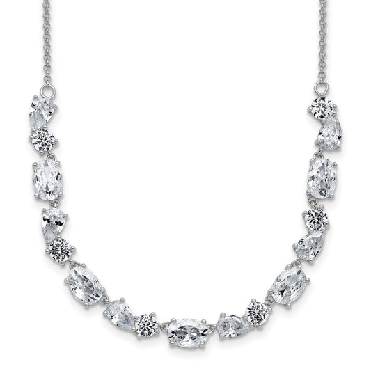 Cheryl M Sterling Silver Rhodium-plated Polished Fancy CZ Necklace QCM1820-18