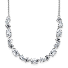 Cheryl M Sterling Silver Rhodium-plated Polished Fancy CZ Necklace QCM1820-18