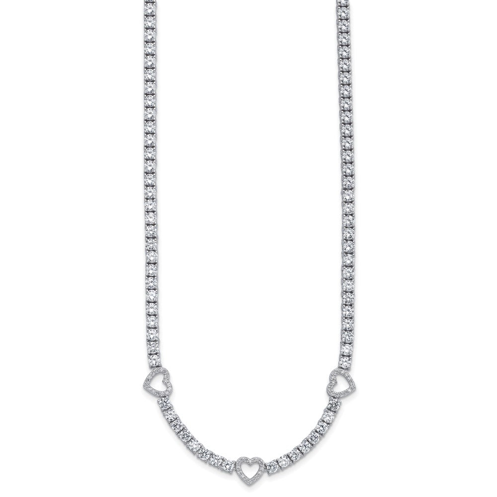 Cheryl M Sterling Silver Rhodium-plated Polished CZ Hearts Necklace QCM1821-18