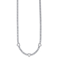 Cheryl M Sterling Silver Rhodium-plated Polished CZ Hearts Necklace QCM1821-18