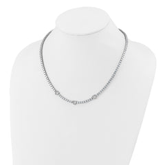 Cheryl M Sterling Silver Rhodium-plated Polished CZ Hearts Necklace QCM1821-18
