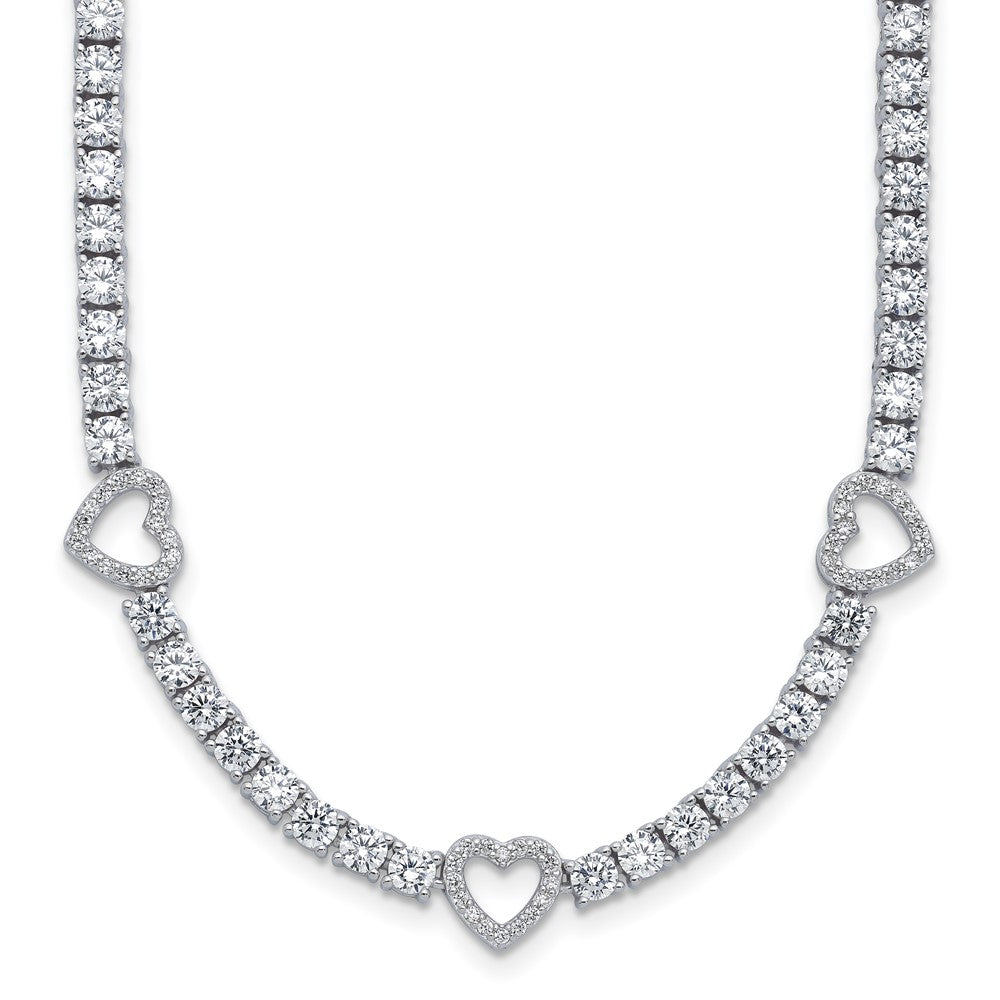 Cheryl M Sterling Silver Rhodium-plated Polished CZ Hearts Necklace QCM1821-18