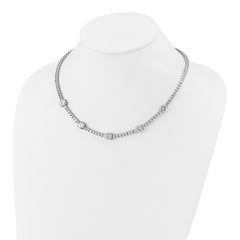 Cheryl M Sterling Silver Rhodium-plated Polished CZ Station with Safety Clasp Necklace QCM1822-18