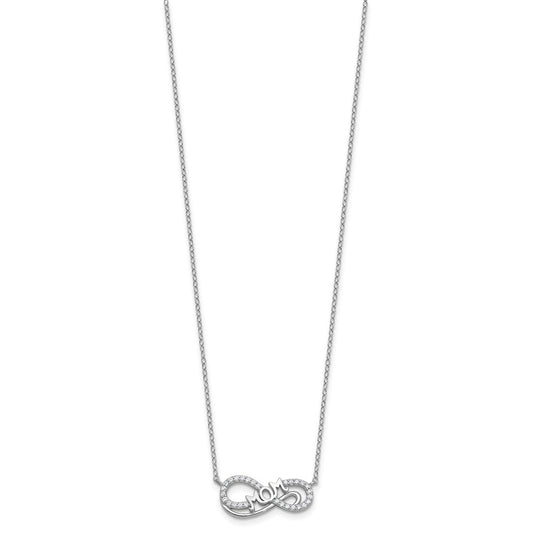 Cheryl M Sterling Silver Rhodium-plated Polished CZ Mom Infinity Necklace QCM1823-18