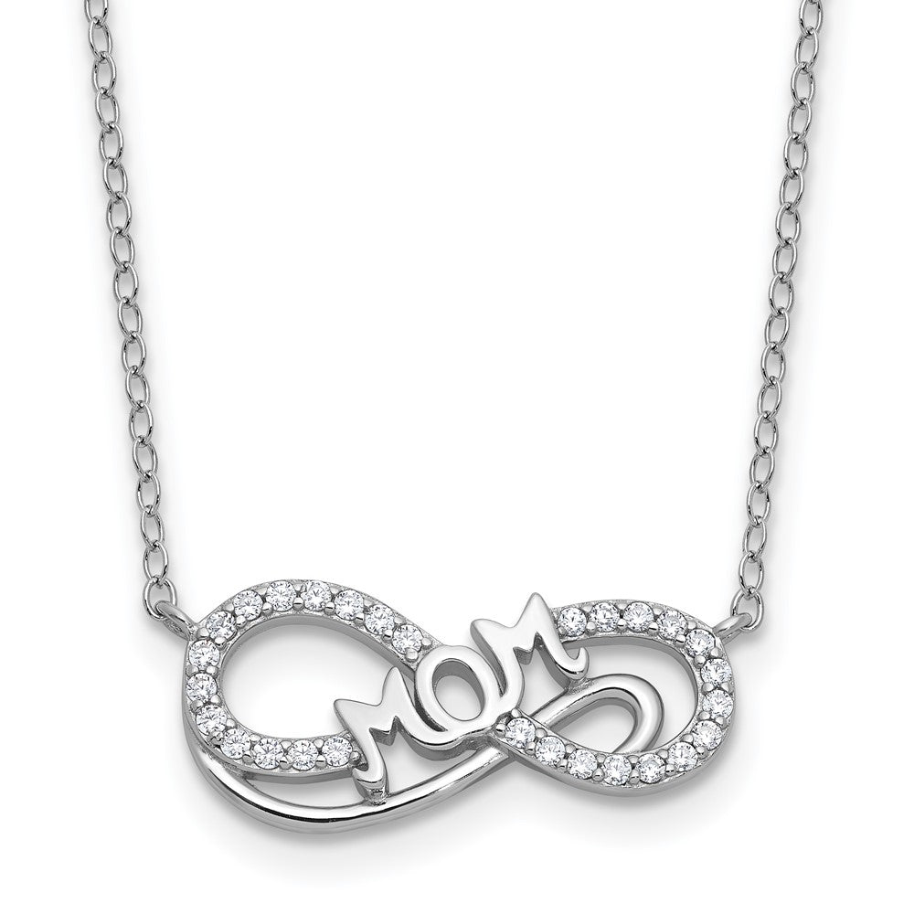 Cheryl M Sterling Silver Rhodium-plated Polished CZ Mom Infinity Necklace QCM1823-18