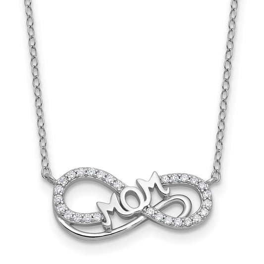 Cheryl M Sterling Silver Rhodium-plated Polished CZ Mom Infinity Necklace QCM1823-18