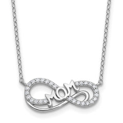 Cheryl M Sterling Silver Rhodium-plated Polished CZ Mom Infinity Necklace QCM1823-18