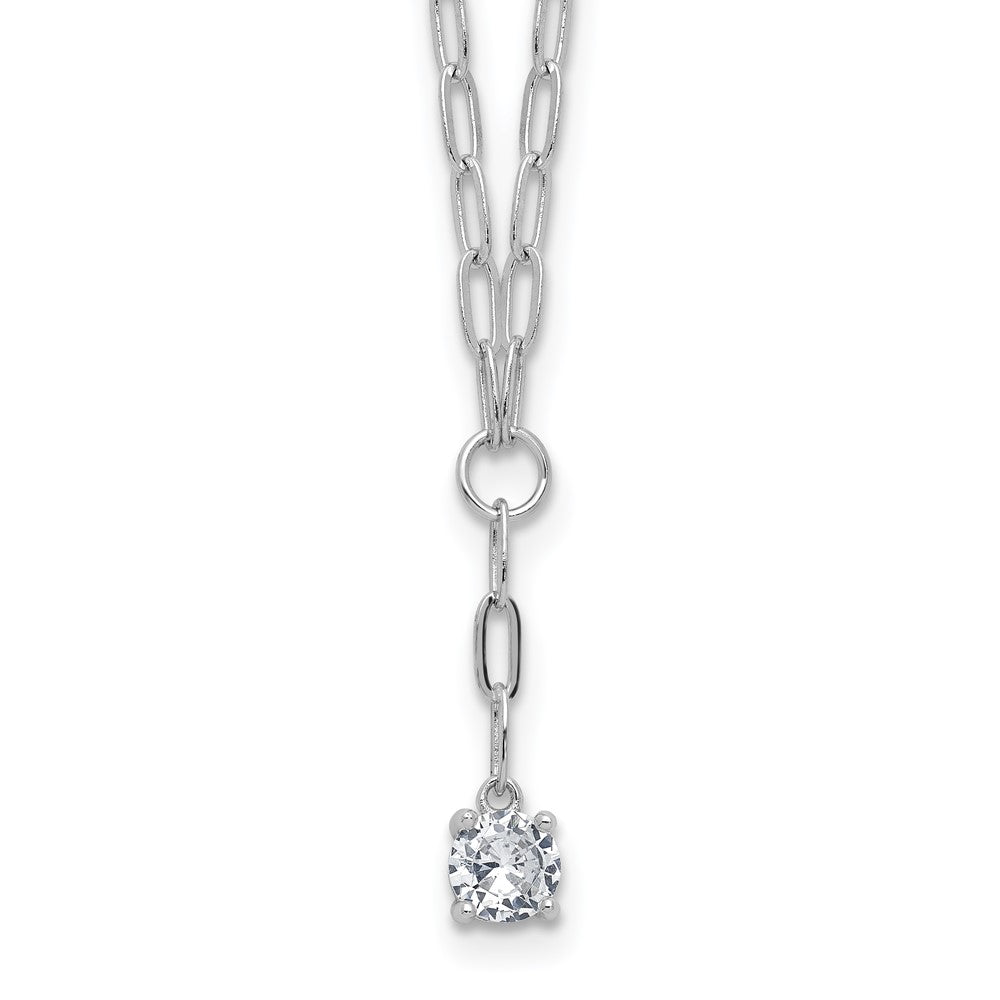 Cheryl M Sterling Silver Rhodium-plated Polished CZ Paperclip Link Lariat Necklace QCM1827-18