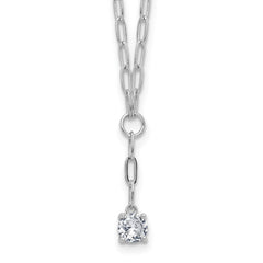 Cheryl M Sterling Silver Rhodium-plated Polished CZ Paperclip Link Lariat Necklace QCM1827-18