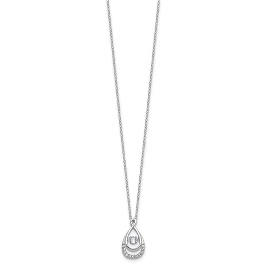 Cheryl M Sterling Silver Rhodium-plated Polished Vibrant CZ Teardrop Necklace QCM1828-18