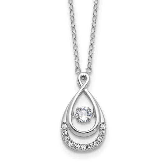 Cheryl M Sterling Silver Rhodium-plated Polished Vibrant CZ Teardrop Necklace QCM1828-18