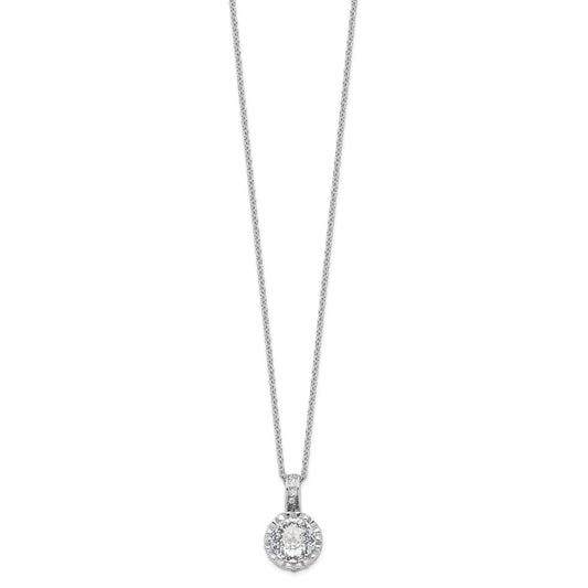 Cheryl M Sterling Silver Rhodium-plated Brilliant-cut and 100 Facet CZ 18 Inch Necklace QCM183-18