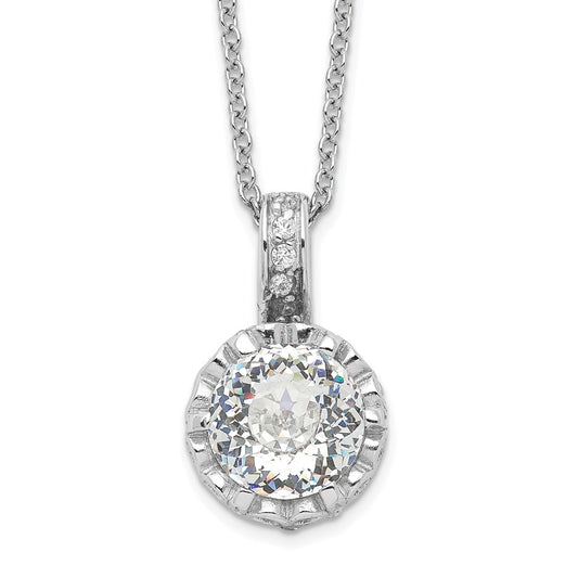 Cheryl M Sterling Silver Rhodium-plated Brilliant-cut and 100 Facet CZ 18 Inch Necklace QCM183-18