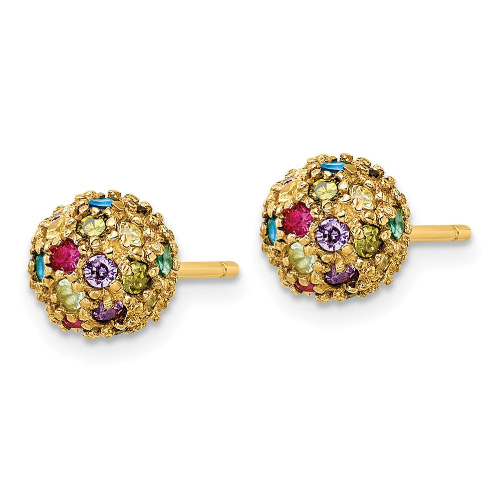 QCM1854Y Cheryl M Sterling Silver Gold-plated Polished Multicolor CZ Ball Post Earrings