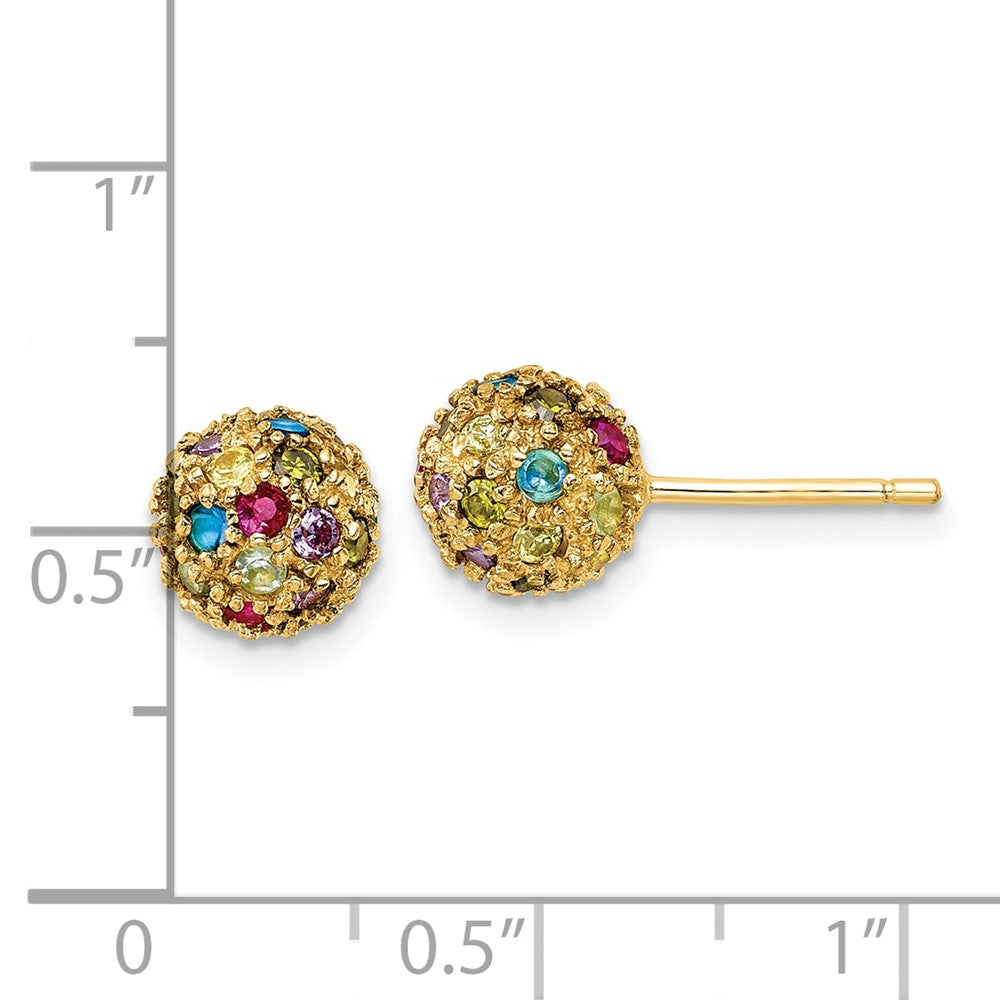 QCM1854Y Cheryl M Sterling Silver Gold-plated Polished Multicolor CZ Ball Post Earrings