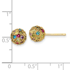 QCM1854Y Cheryl M Sterling Silver Gold-plated Polished Multicolor CZ Ball Post Earrings