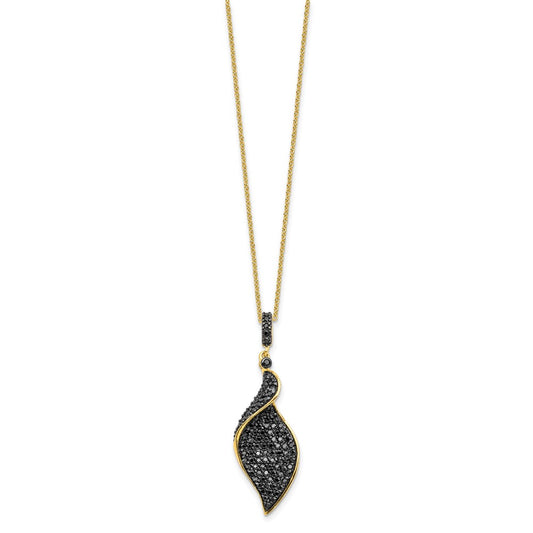 Cheryl M Sterling Silver Hematite and Rhodium-plated Polished Fancy Black CZ 18 Inch Necklace QCM1858Y-18