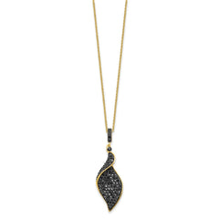 Cheryl M Sterling Silver Hematite and Rhodium-plated Polished Fancy Black CZ 18 Inch Necklace QCM1858Y-18