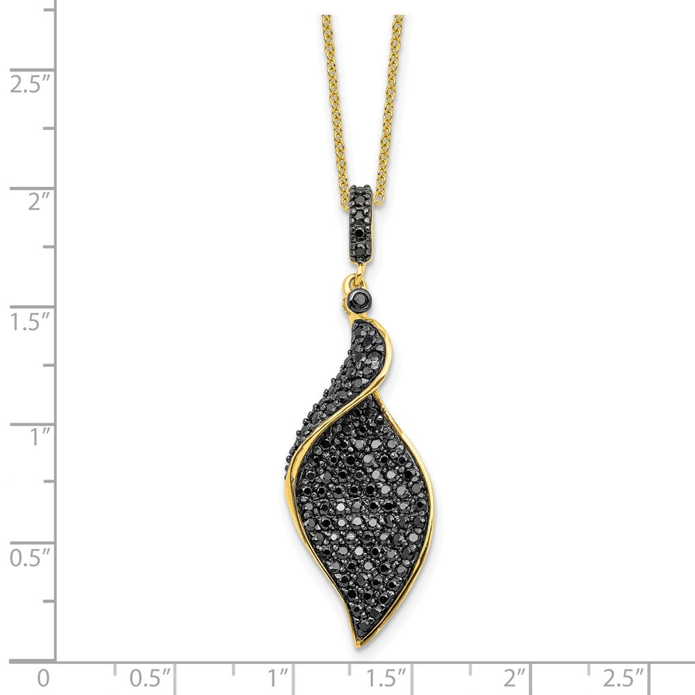 Cheryl M Sterling Silver Hematite and Rhodium-plated Polished Fancy Black CZ 18 Inch Necklace QCM1858Y-18