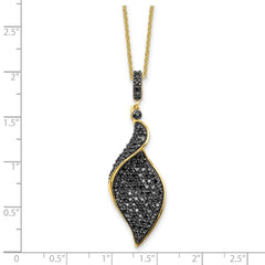 Cheryl M Sterling Silver Hematite and Rhodium-plated Polished Fancy Black CZ 18 Inch Necklace QCM1858Y-18