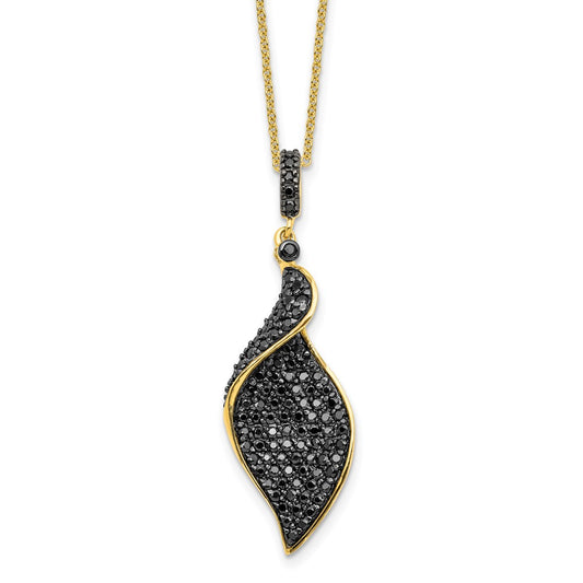 Cheryl M Sterling Silver Hematite and Rhodium-plated Polished Fancy Black CZ 18 Inch Necklace QCM1858Y-18