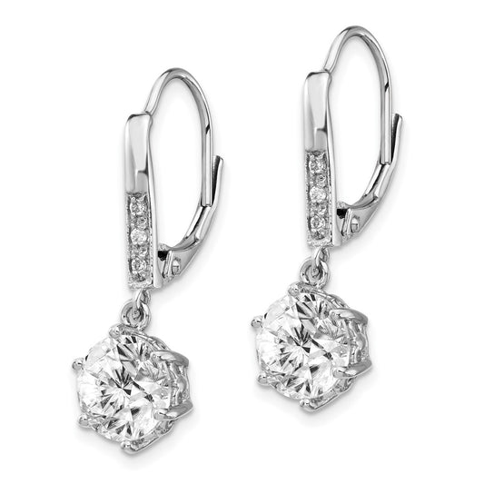 QCM186 Cheryl M Sterling Silver Rhodium-plated Brilliant-cut CZ Dangle Leverback Earrings