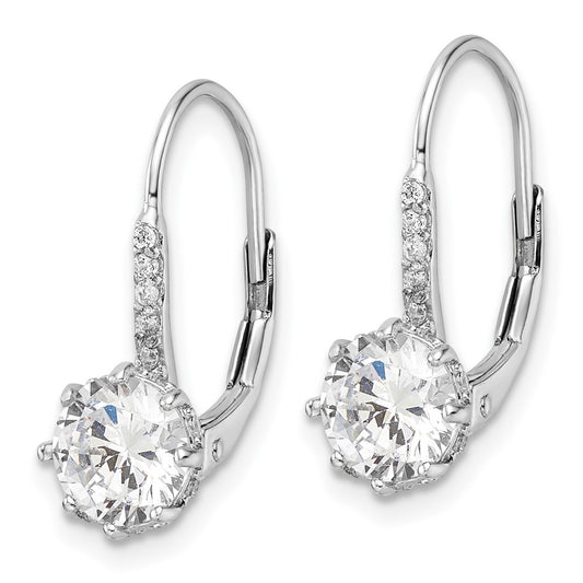 QCM1860 Cheryl M Sterling Silver Rhodium-plated Polished CZ Leverback Earrings