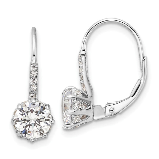 QCM1860 Cheryl M Sterling Silver Rhodium-plated Polished CZ Leverback Earrings