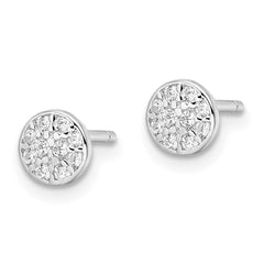 QCM1864 Cheryl M Sterling Silver Rhodium-plated Polished Pave CZ Circle Post Earrings