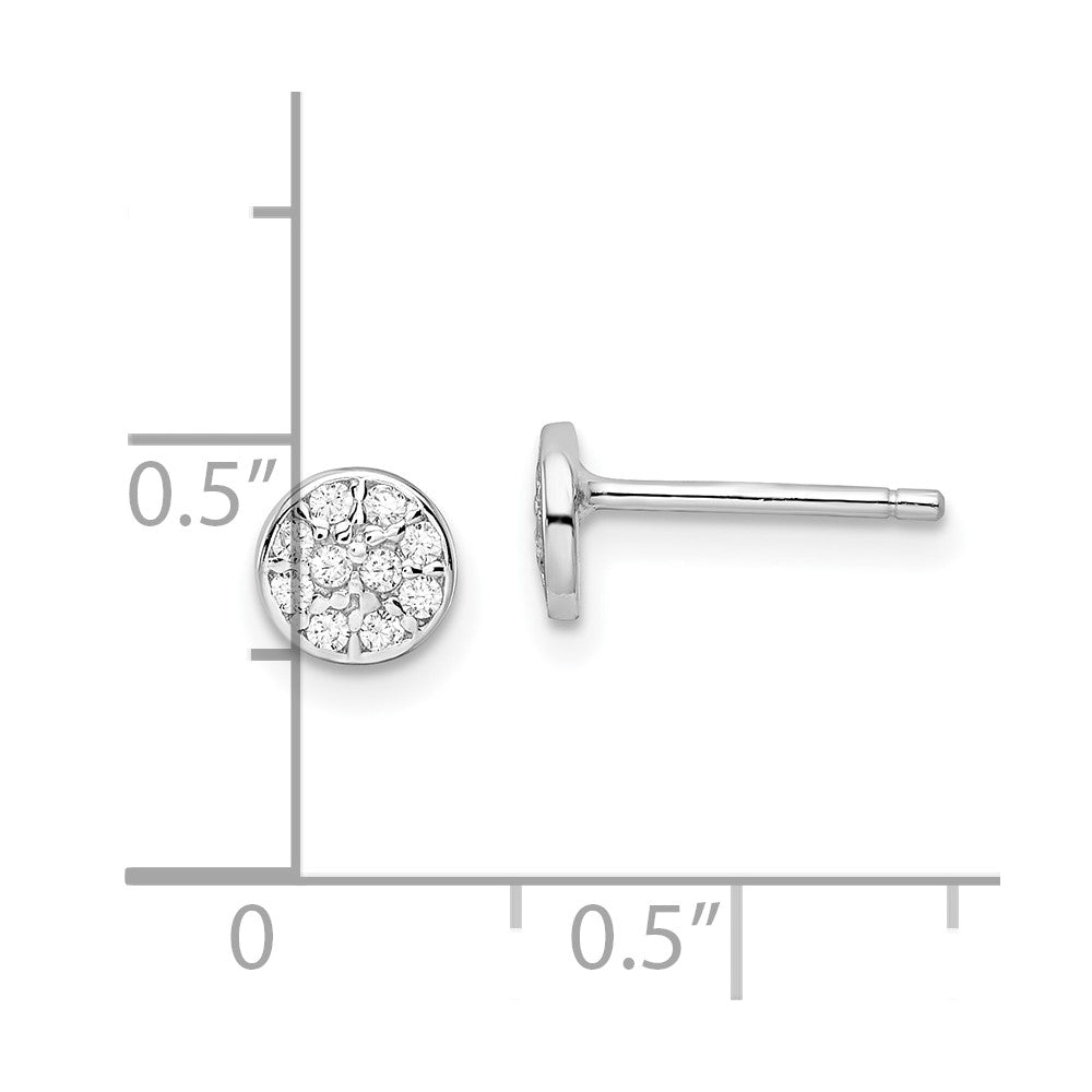 QCM1864 Cheryl M Sterling Silver Rhodium-plated Polished Pave CZ Circle Post Earrings