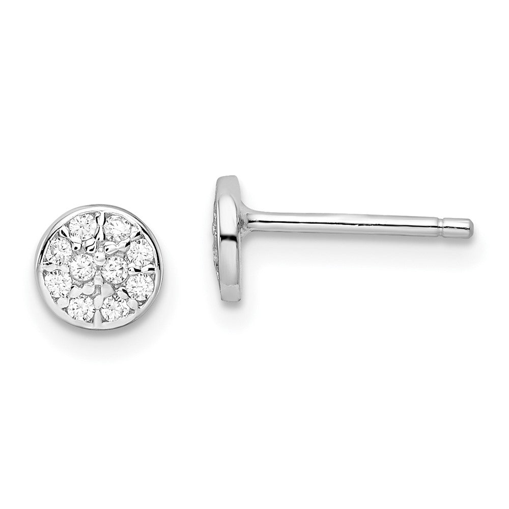 QCM1864 Cheryl M Sterling Silver Rhodium-plated Polished Pave CZ Circle Post Earrings