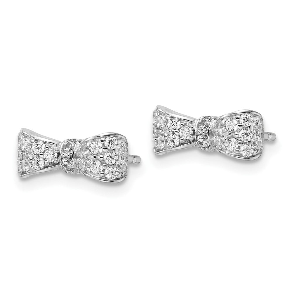 QCM1865 Cheryl M Sterling Silver Rhodium-plated Polished CZ Bow Post Earrings