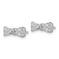 QCM1865 Cheryl M Sterling Silver Rhodium-plated Polished CZ Bow Post Earrings
