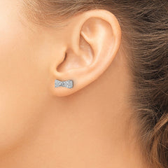 QCM1865 Cheryl M Sterling Silver Rhodium-plated Polished CZ Bow Post Earrings