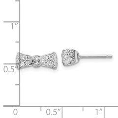 QCM1865 Cheryl M Sterling Silver Rhodium-plated Polished CZ Bow Post Earrings