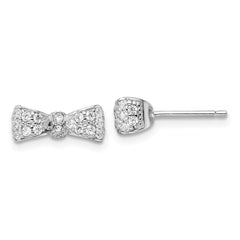 QCM1865 Cheryl M Sterling Silver Rhodium-plated Polished CZ Bow Post Earrings