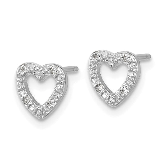 QCM1866 Cheryl M Sterling Silver Rhodium-plated Polished CZ Heart Post Earrings