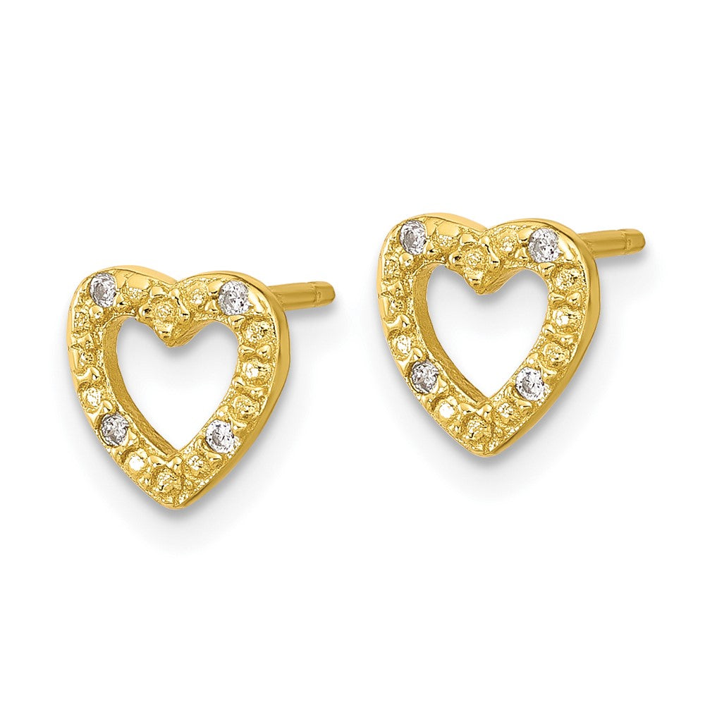 QCM1866Y Cheryl M Sterling Silver Gold-plated Polished CZ Heart Post Earrings