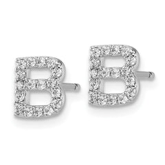 QCM1867B Cheryl M Sterling Silver Rhodium-plated Polished Letter B CZ Initial Post Earrings