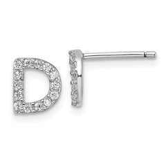 QCM1867D Cheryl M Sterling Silver Rhodium-plated Polished Letter D CZ Initial Post Earrings